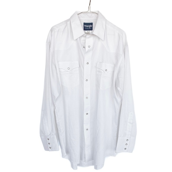 Wrangler Other - WRANGLER Vintage Western pearl snap white button down Mens size 16 x 33